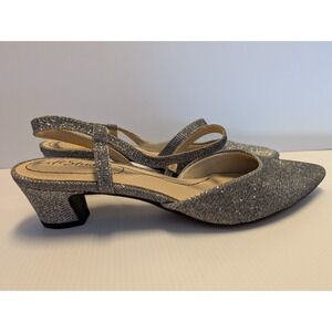 LifeStride Women Shoes 8.5 M Minimalist‎ Pump Pewter Shimmer Point Toe Strap